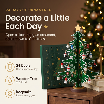 The Adventree™ Wooden Advent Tree (24 Ornaments)